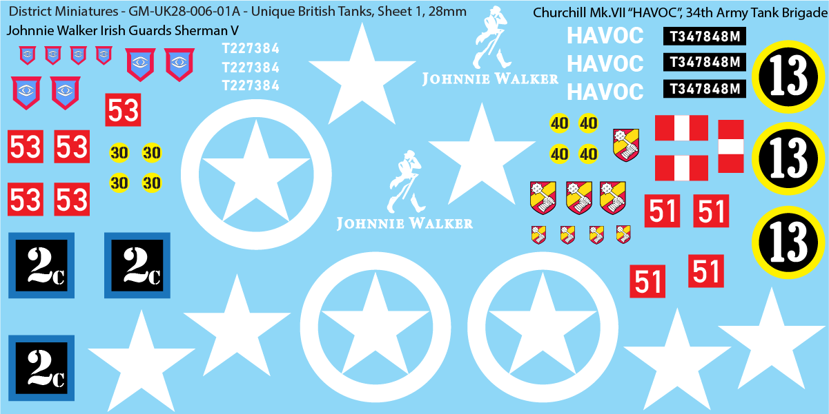 WW2 British - Unique British Tanks, 28mm Decals