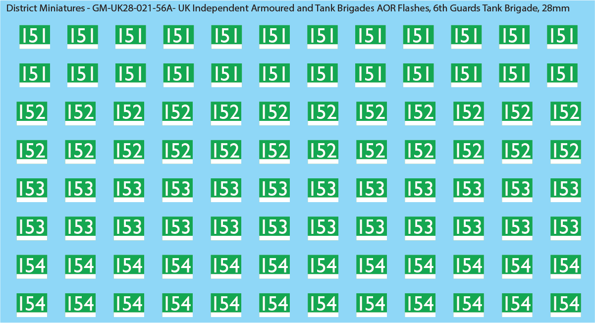 WW2 British - UK Independent Armoured and Tank Brigades AOR Flashes (Multiple Options), 28mm Decals