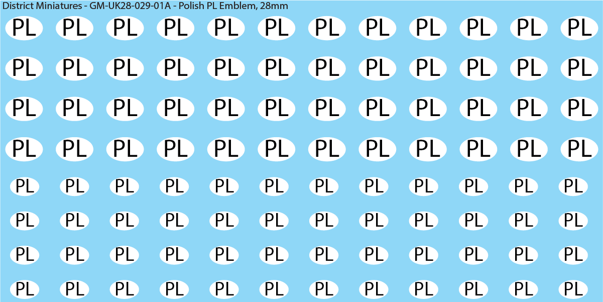 WW2 British - Polish PL Emblem, 28mm Decals