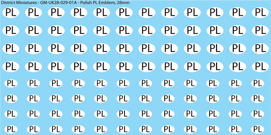 WW2 British - Polish PL Emblem, 28mm Decals