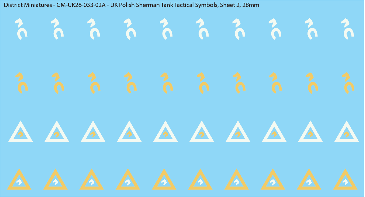WW2 British - UK Polish Sherman Tank Tactical Symbols (Multiple Options), 28mm Decals
