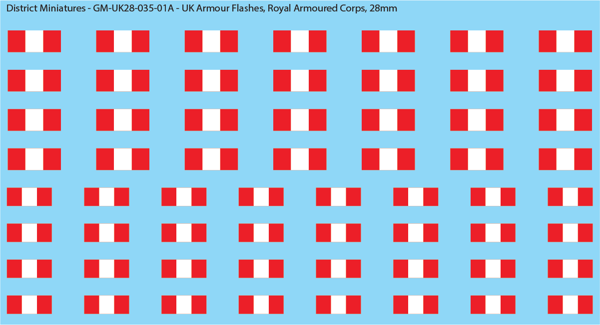 WW2 British - UK Royal Armoured Corps Flashes (Multiple Options), 28mm Decals