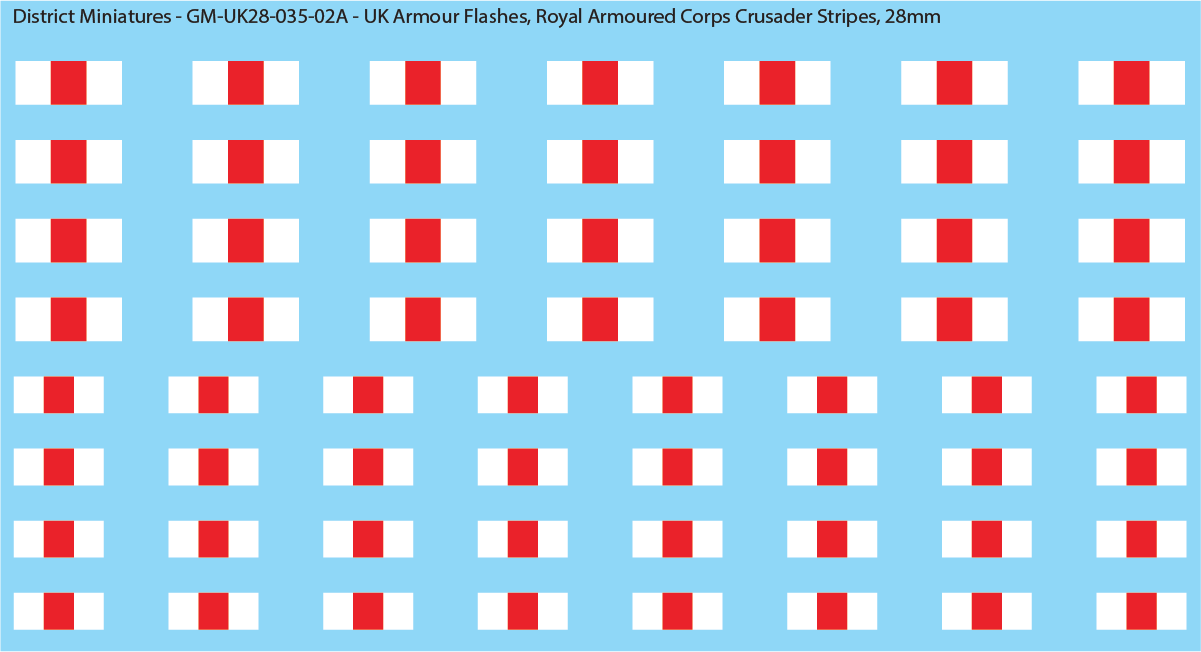 WW2 British - UK Royal Armoured Corps Flashes (Multiple Options), 28mm Decals