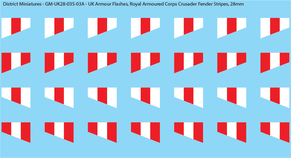 WW2 British - UK Royal Armoured Corps Flashes (Multiple Options), 28mm Decals