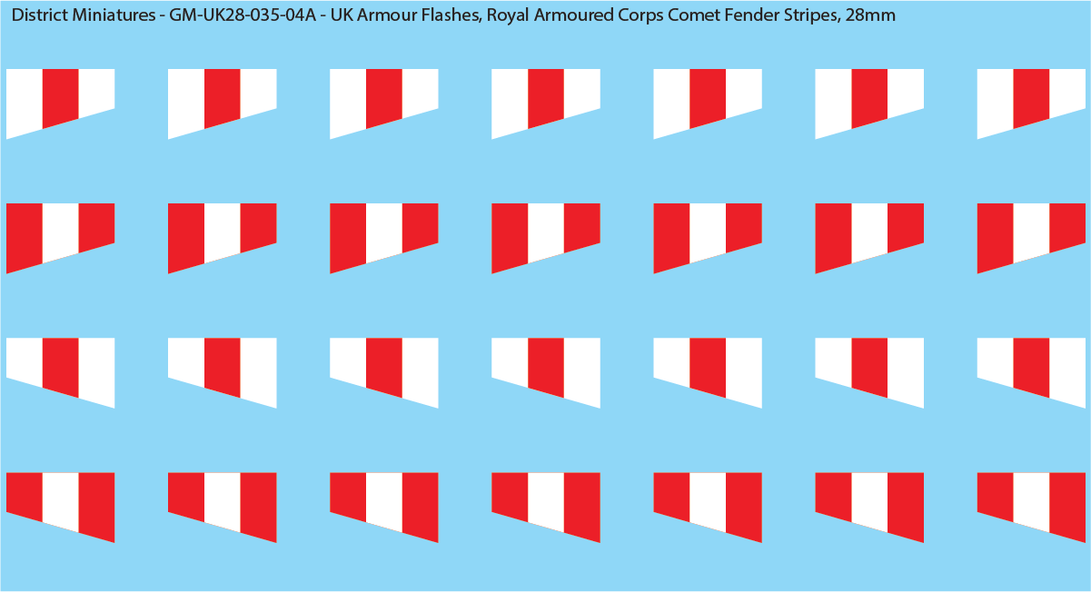 WW2 British - UK Royal Armoured Corps Flashes (Multiple Options), 28mm Decals