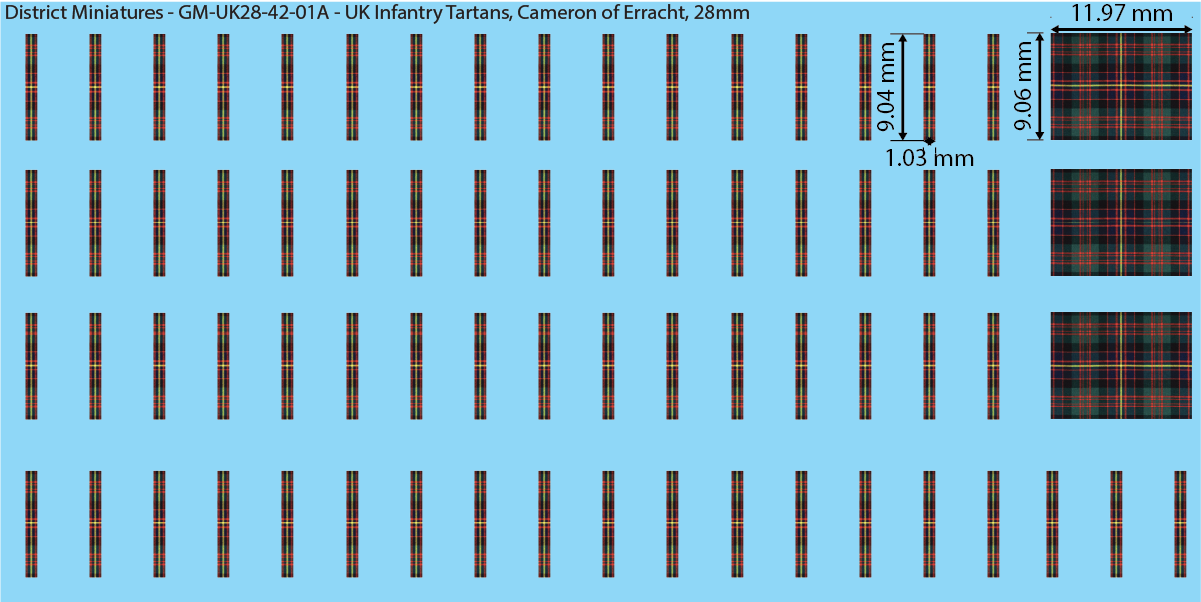 WW2 British - UK Infantry Tartan Decals, 28mm Decals