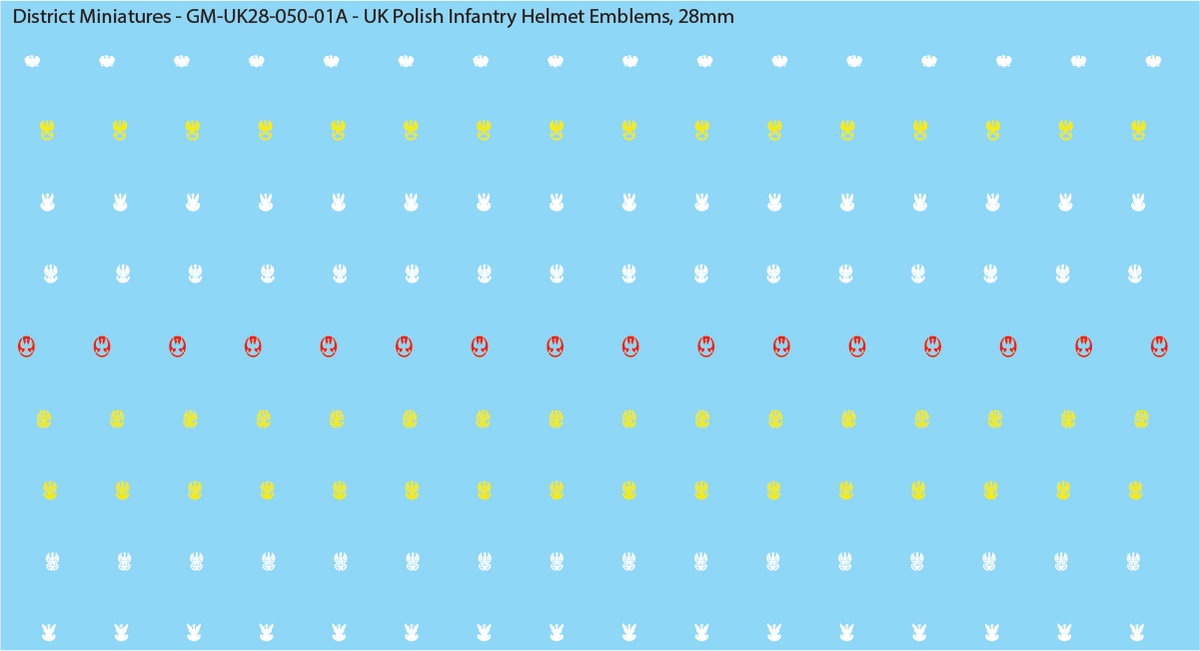 WW2 British - UK Polish Infantry Helmet Emblems, 28mm Decals