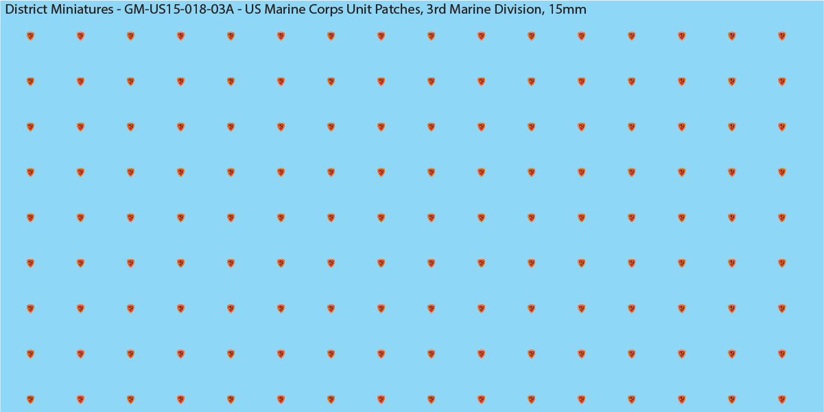 WW2 US - US Marine Unit Patches (Multiple Options), 15mm Decals