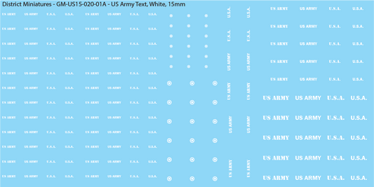 US Army Text, 15mm Decals