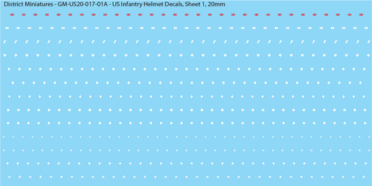 WW2 US - US Infantry Helmet Markings, 20mm Decals