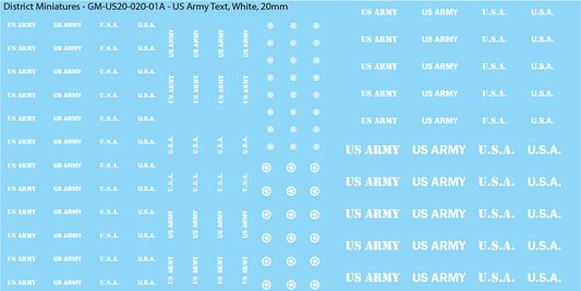 US Army Text, 20mm Decals