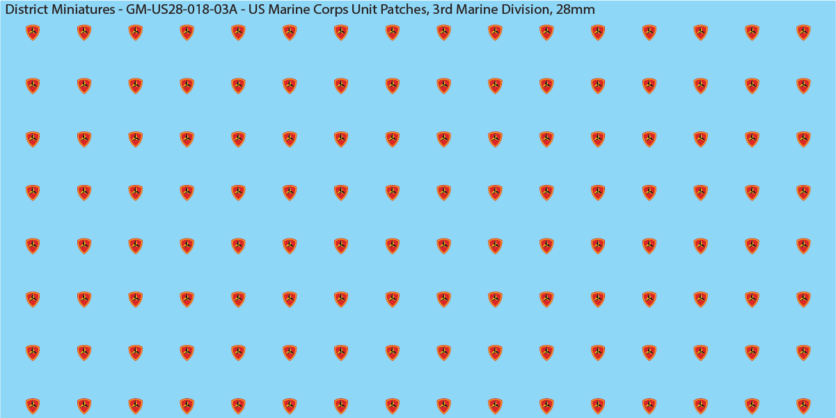 WW2 US - US Marine Unit Patches (Multiple Options), 28mm Decals