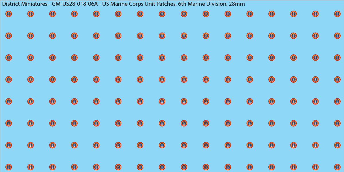 WW2 US - US Marine Unit Patches (Multiple Options), 28mm Decals