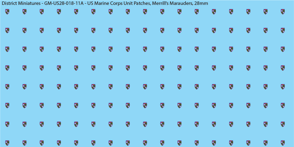 WW2 US - US Marine Unit Patches (Multiple Options), 28mm Decals