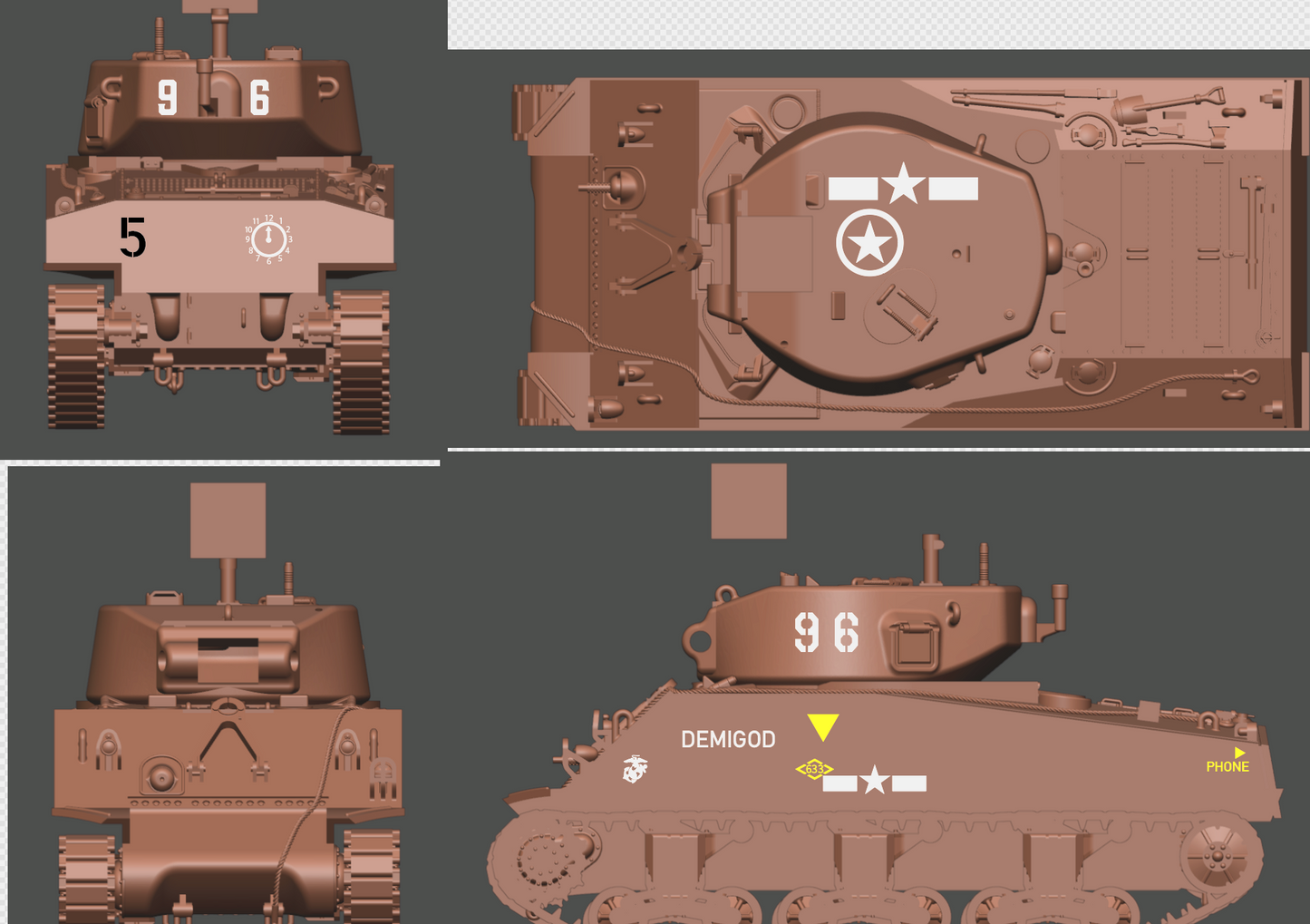WW2 US Pacific Decals, Unique Sherman Tanks, 28mm Decals