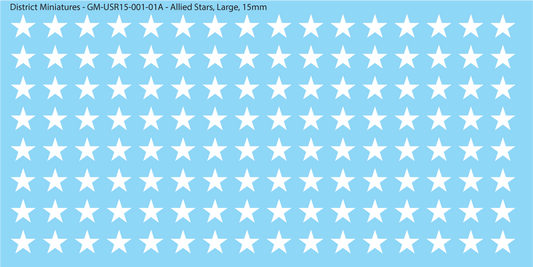 WW2 US and Allied Stars, 15mm Decals