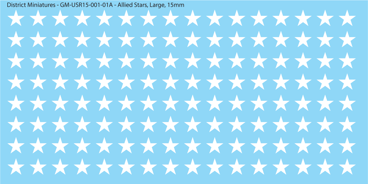 WW2 US and Allied Stars, 15mm Decals