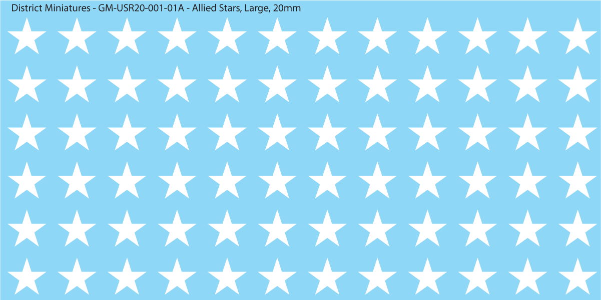 WW2 US and Allied Stars, 20mm Decals