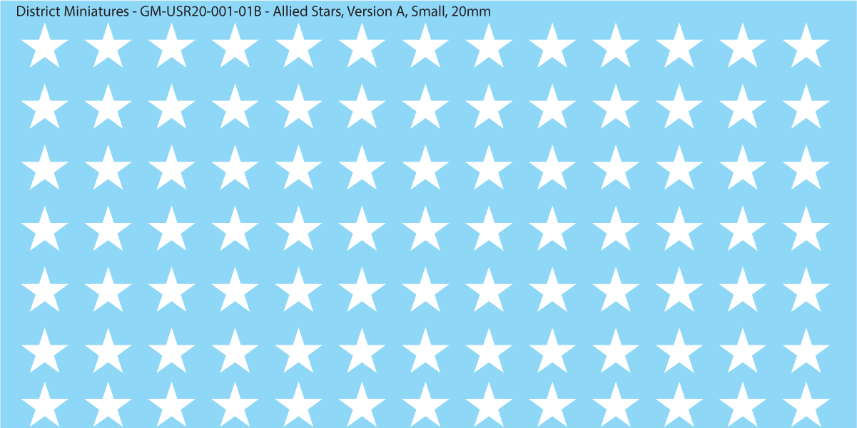WW2 US and Allied Stars, 20mm Decals