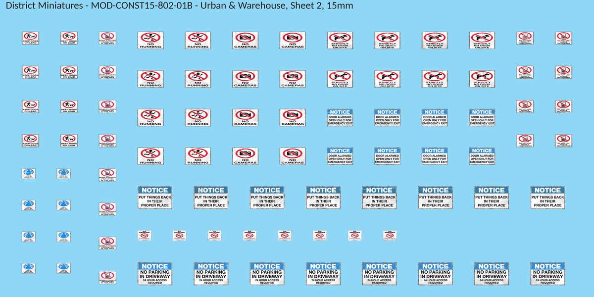 Urban & Warehouse, Sheet 2, 15mm decal sheet, weathered finish