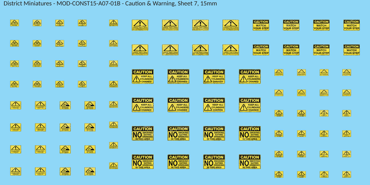 Caution & Warning, Sheet 7, 15mm decal sheet, weathered finish