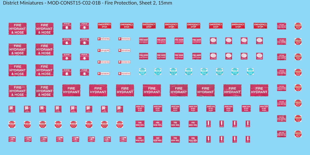 Fire Protection, Sheet 2, 15mm decal sheet, weathered finish