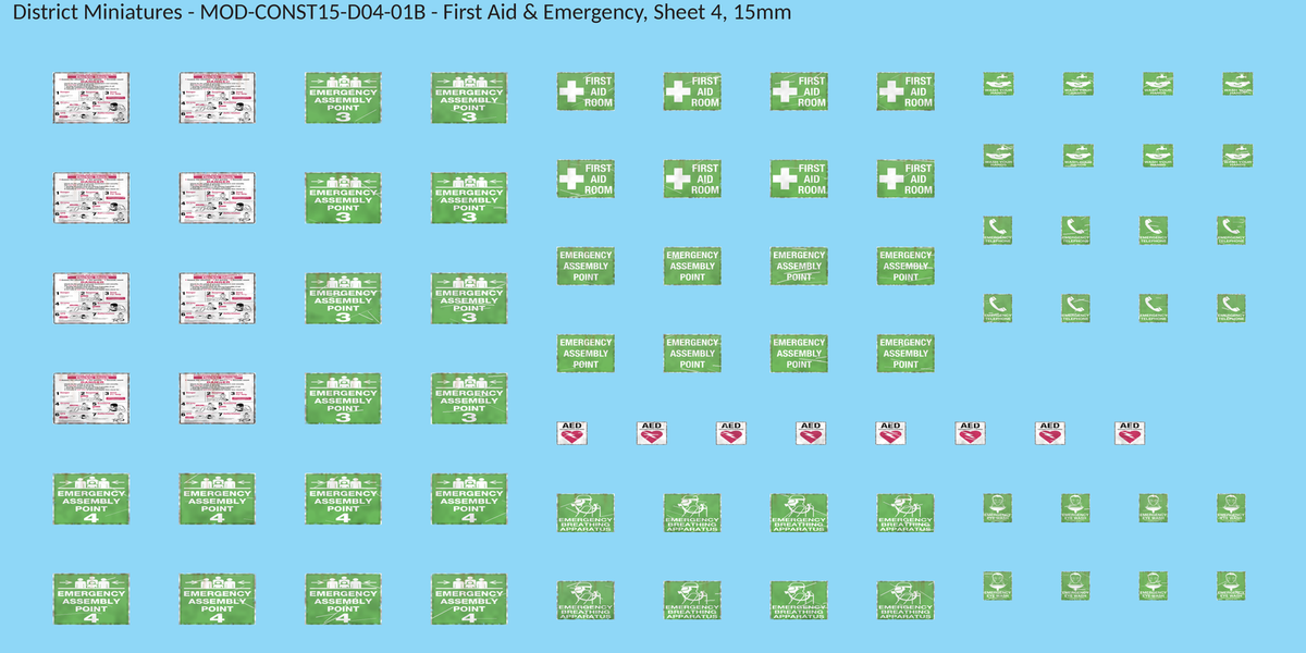 First Aid & Emergency, Sheet 4, 15mm decal sheet, weathered finish