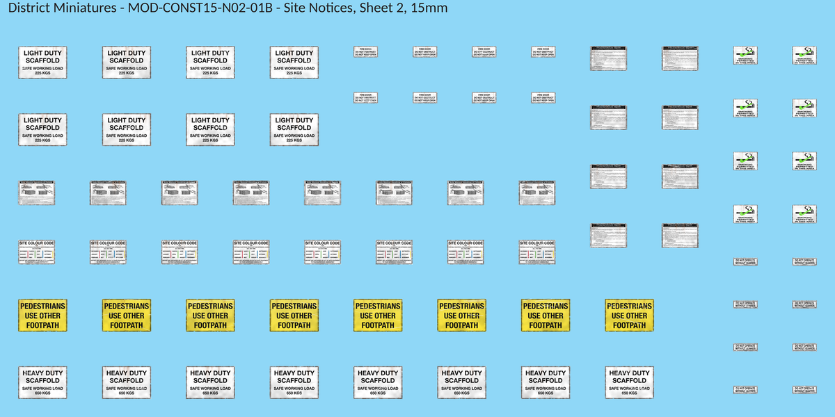 Site Notices, Sheet 2, 15mm decal sheet, weathered finish