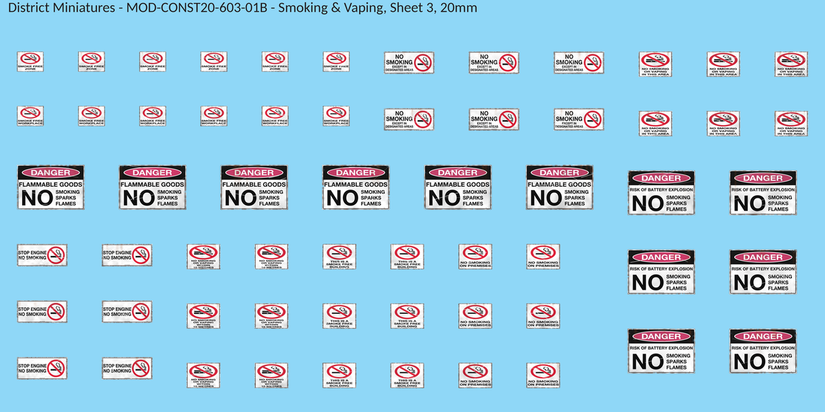 Smoking & Vaping, Sheet 3, 20mm decal sheet, weathered finish