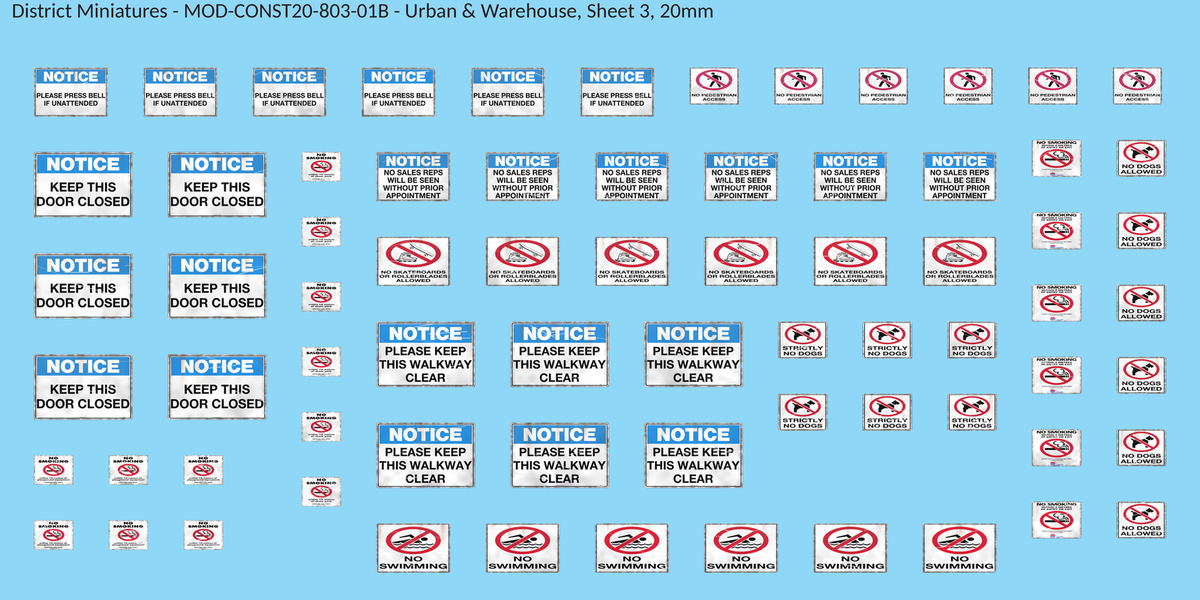 Urban & Warehouse, Sheet 3, 20mm decal sheet, weathered finish