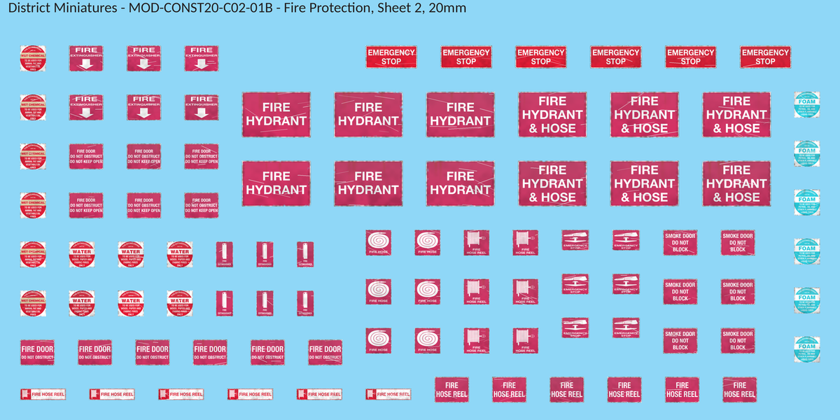 Fire Protection, Sheet 2, 20mm decal sheet, weathered finish