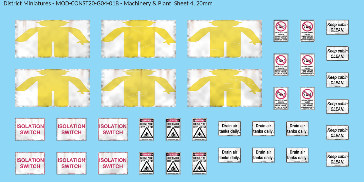 Machinery & Plant, Sheet 4, 20mm decal sheet, weathered finish