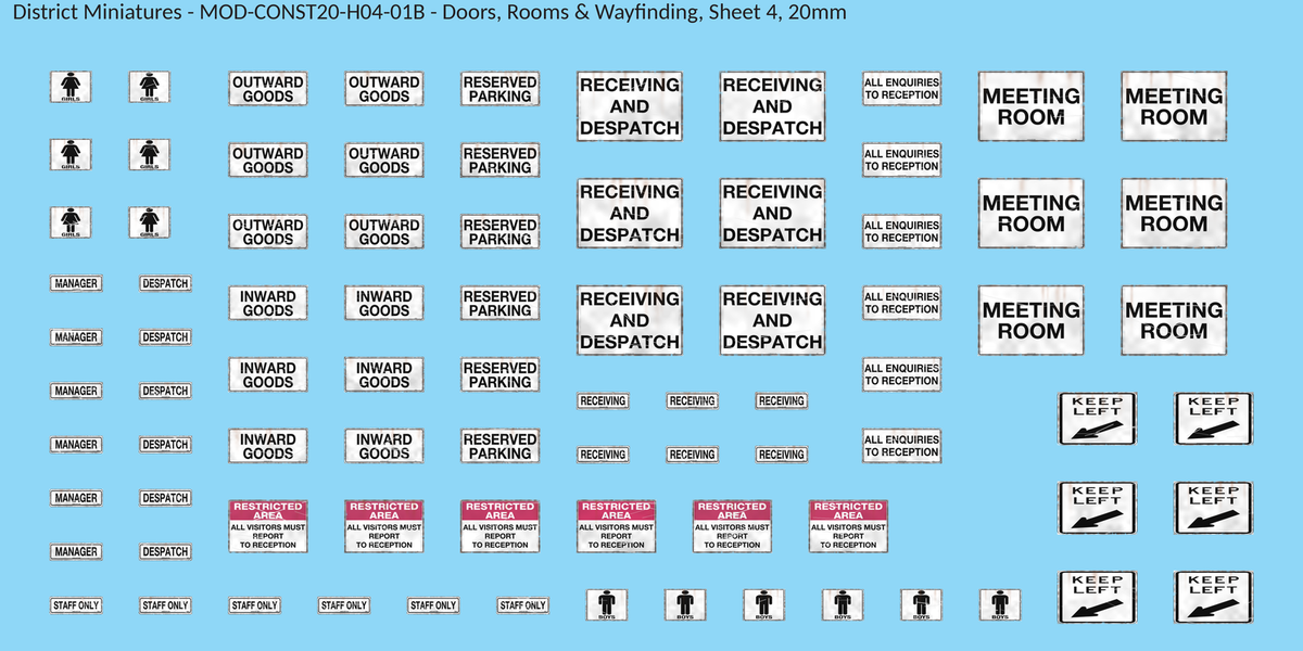 Doors, Rooms & Wayfinding, Sheet 4, 20mm decal sheet, weathered finish