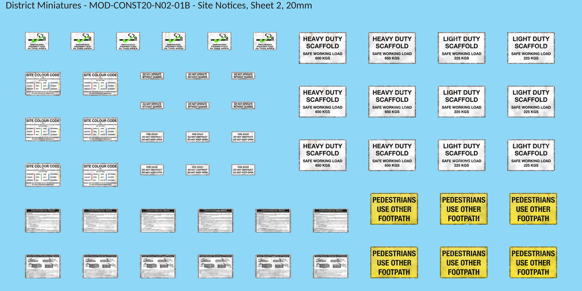 Site Notices, Sheet 2, 20mm decal sheet, weathered finish