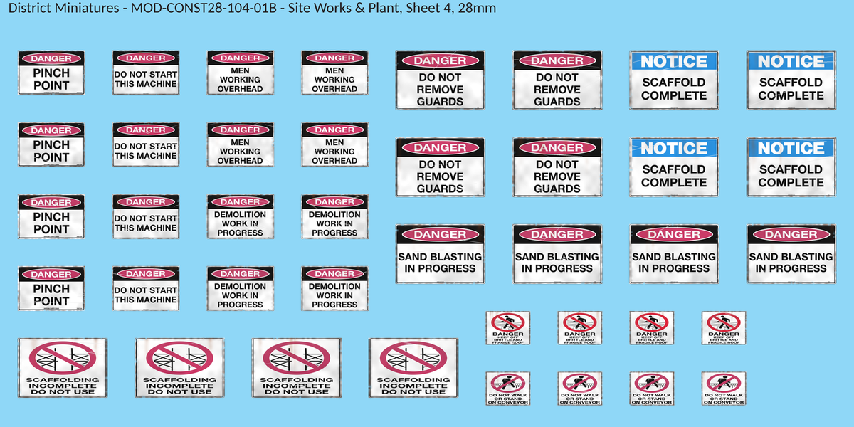 Site Works & Plant, Sheet 4, 28mm decal sheet, weathered finish