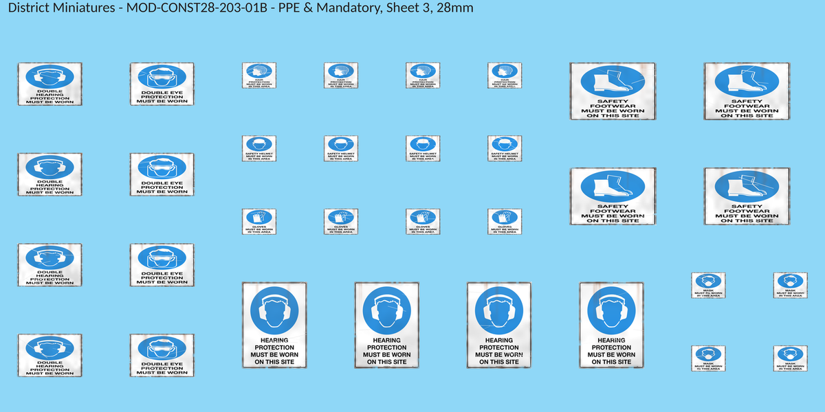 PPE & Mandatory, Sheet 3, 28mm decal sheet, weathered finish