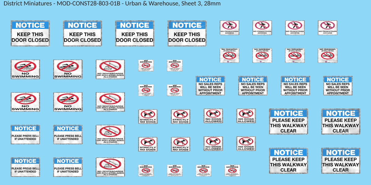Urban & Warehouse, Sheet 3, 28mm decal sheet, weathered finish