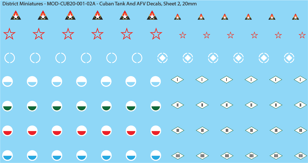 Cuban Tank And AFV Decals (Multiple Options), 20mm