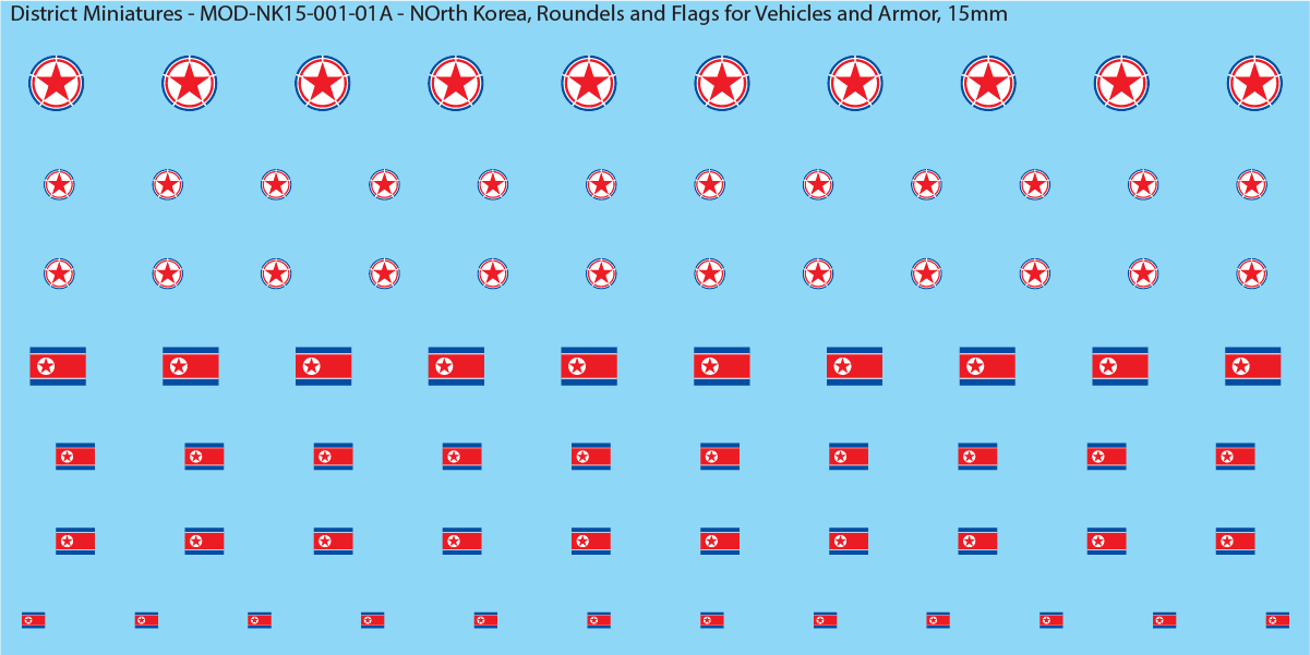 North Korea, Roundels and Flags for Vehicles and Armor, 15mm Decals