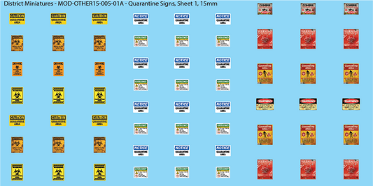 Quarantine and Zombie Signs, 15mm