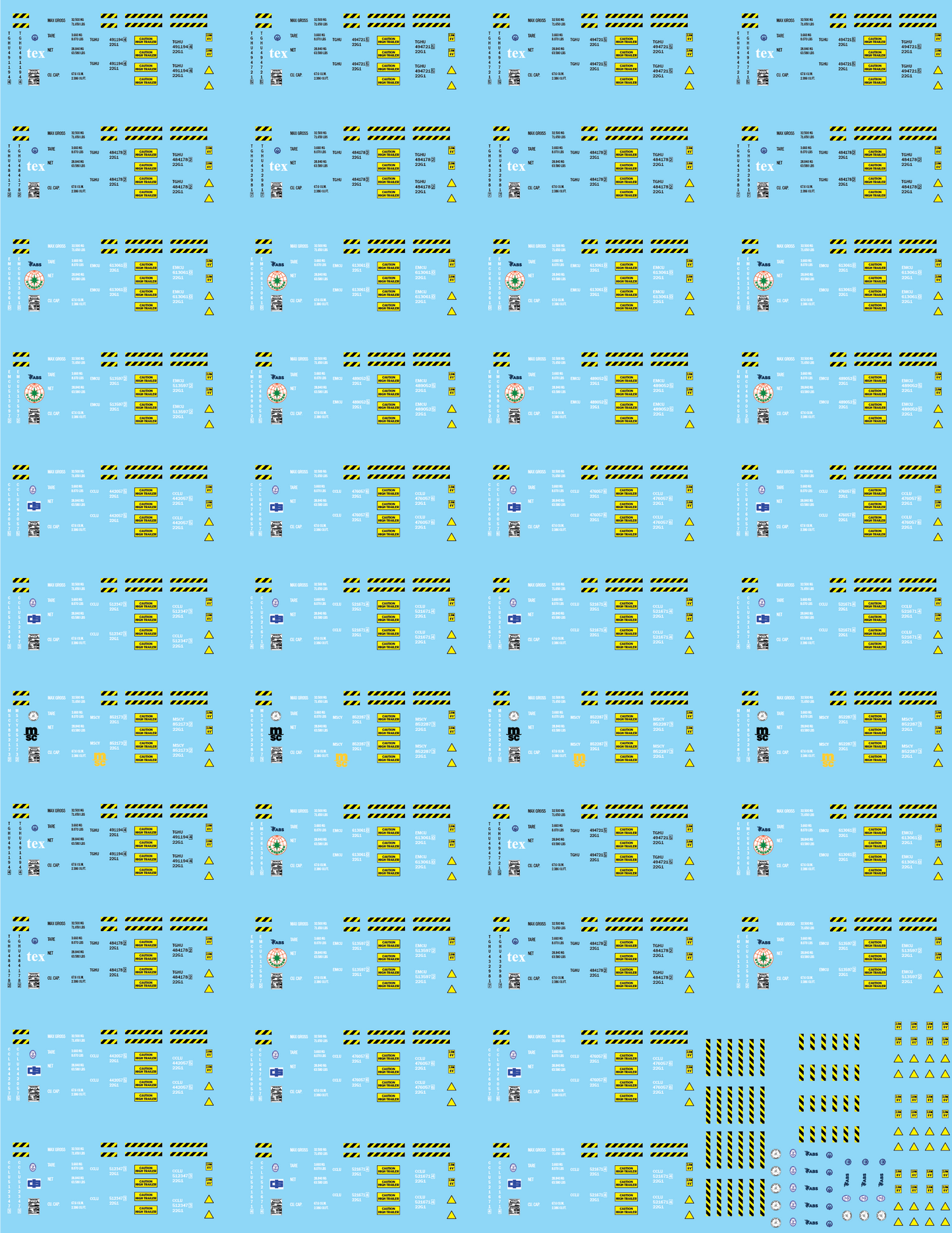 Shipping Container Information Decals (Multiple Options), 15mm