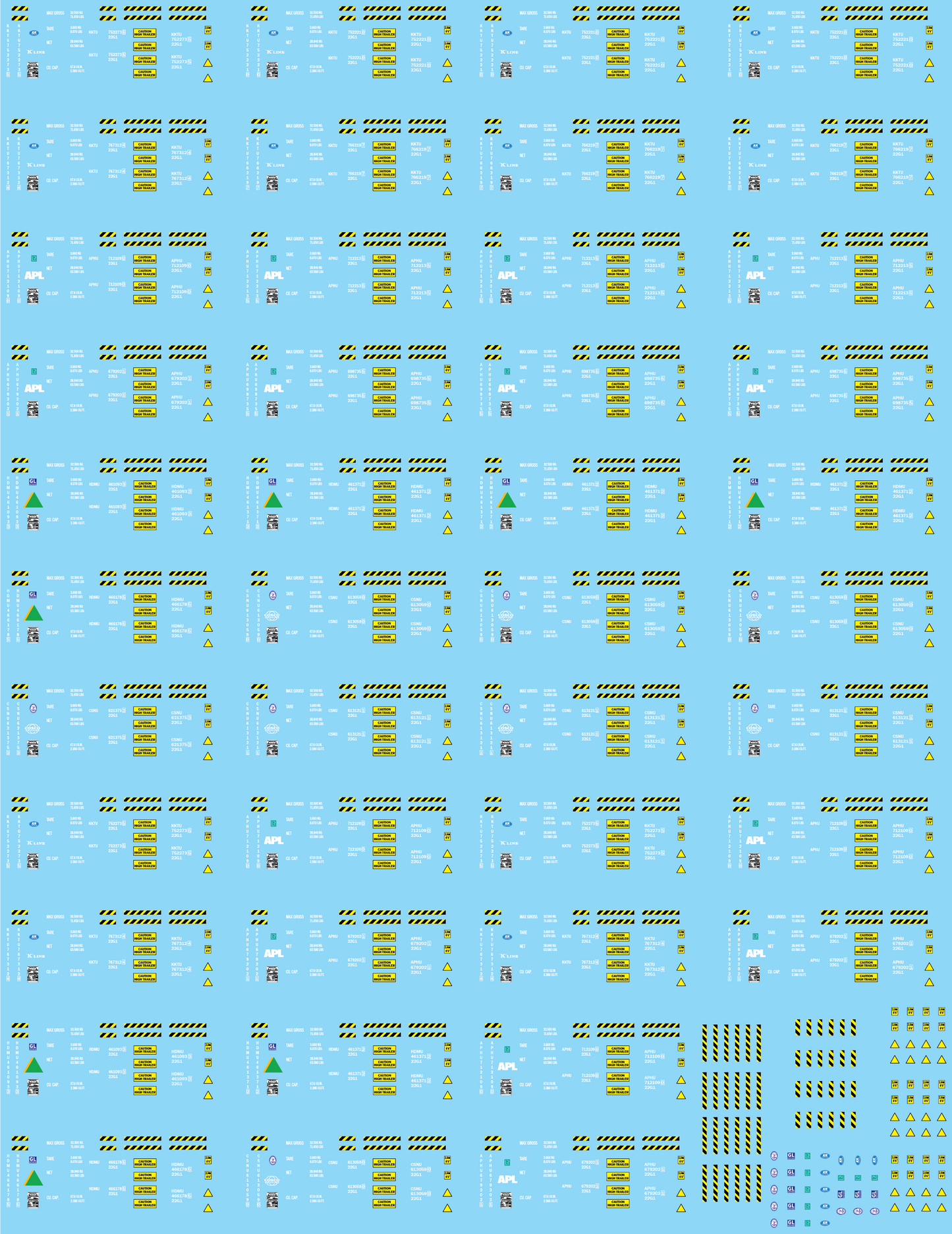 Shipping Container Information Decals (Multiple Options), 15mm