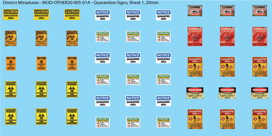 Quarantine and Zombie Signs, 20mm