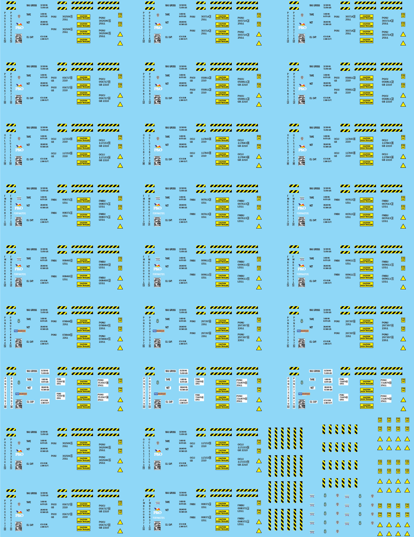 Shipping Container Information Decals (Multiple Options), 20mm