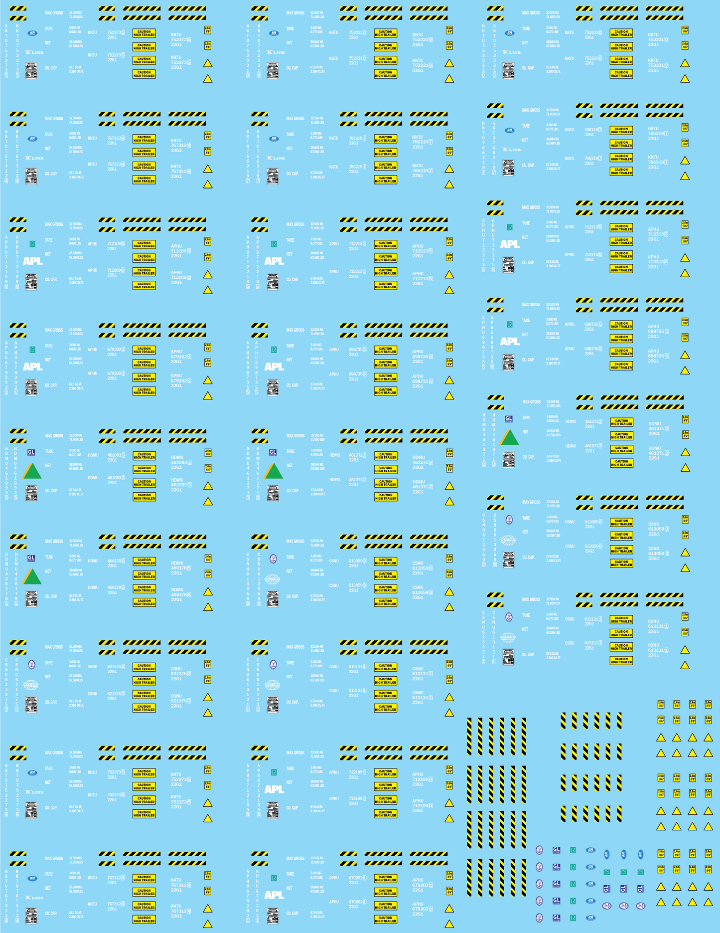 Shipping Container Information Decals (Multiple Options), 20mm