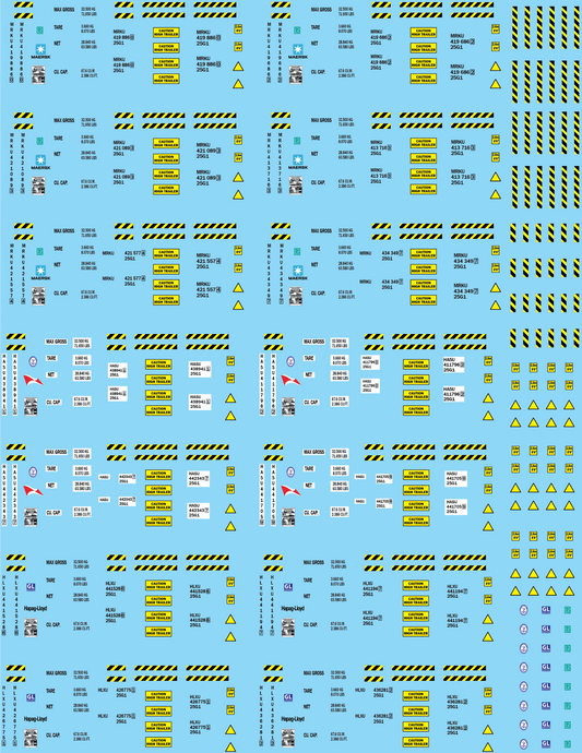 Shipping Container Information Decals (Multiple Options), 28mm