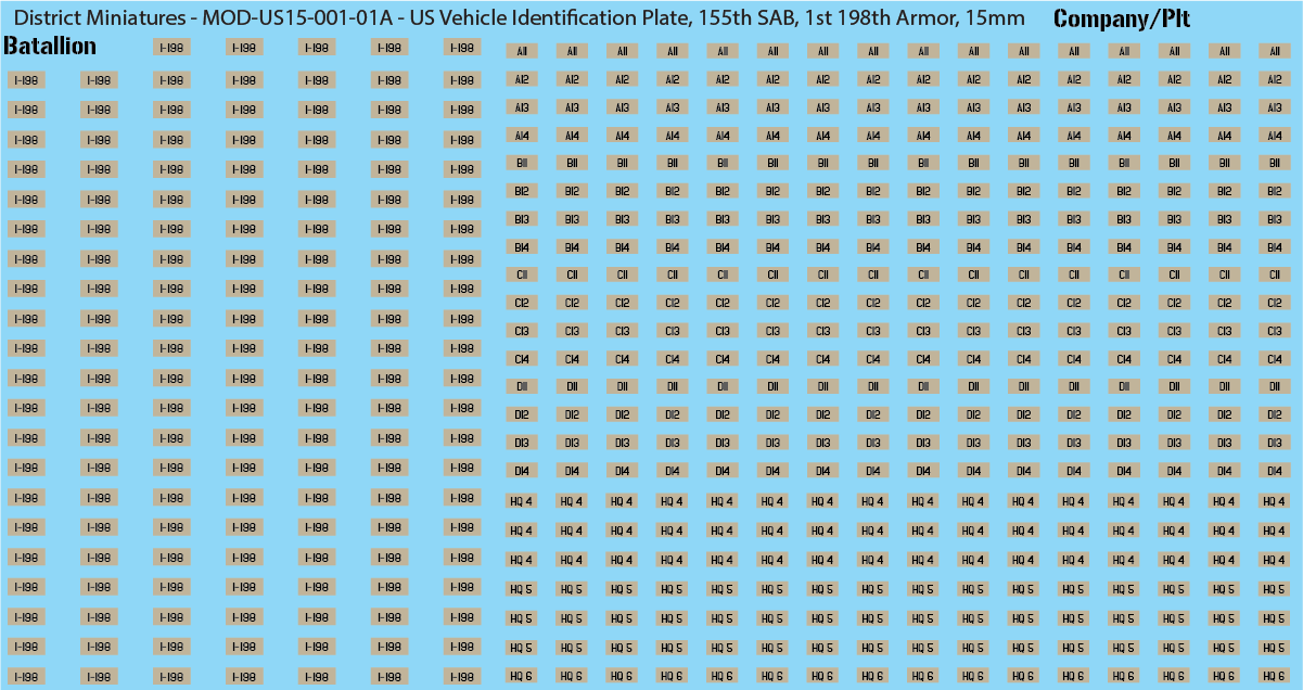 Modern US Vehicle Identification Plates, Mississippi Army National Guard, 15mm