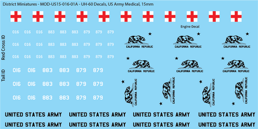 US Army UH-60 Decals (Multiple Options), 15mm