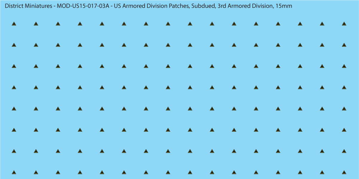Modern US - US Armored Division Patched, Subdued (Multiple Options), 15mm Decals