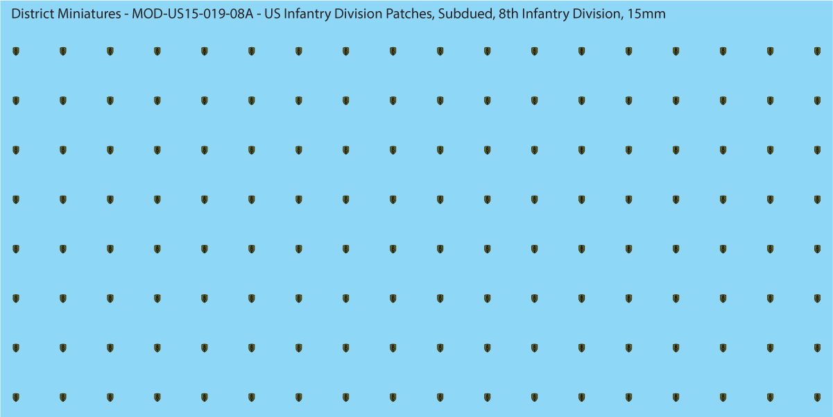 Modern US - US Infantry Division Patches, Subdued (Multiple Options), 15mm Decals